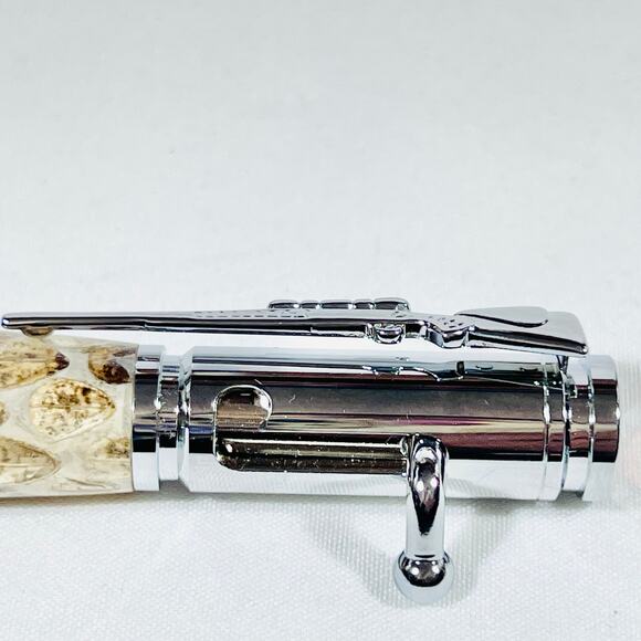 Bolt Action Ball Point Pen Rifle Handmade Silver Brass Dessert Acrylic Resin - Picture 5 of 7